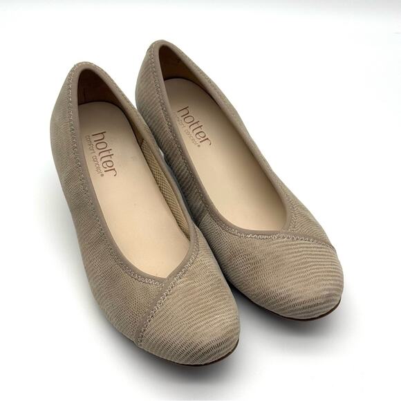 Hotter Monica Beige Lizard Print Heels UK 4 US 6 - Picture 1 of 13